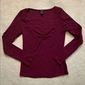 NWOT Burgundy Long Sleeve Women's Cotton Tee - Size M